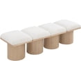 thumbnail image 5 of Meridian Furniture Pavilion Cream Boucle Fabric Bench, 5 of 9