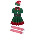 thumbnail image 3 of Christmas Santa Claus Costume Green Elf Cosplay Children Carnival Party New Year Xmas Dress Clothes Set For Toddler Girls Boys, 3 of 5