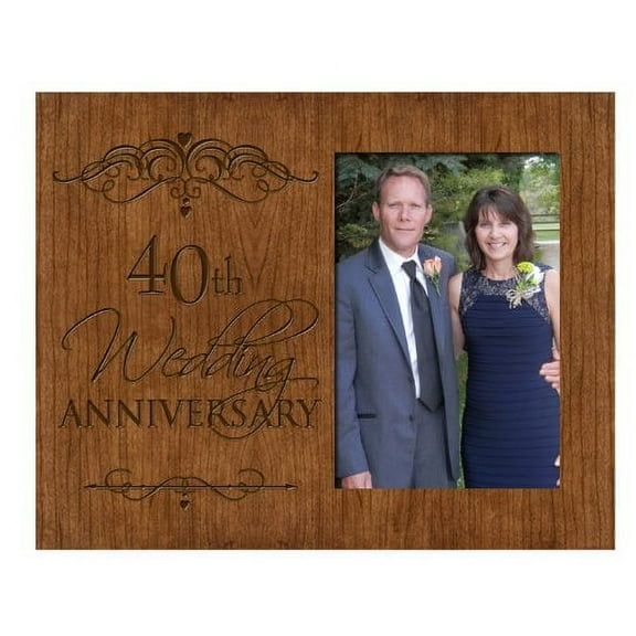 LifeSong Milestones 40th Wedding Anniversary Photo Frame Holds 4x6 Photo Cherry Wood