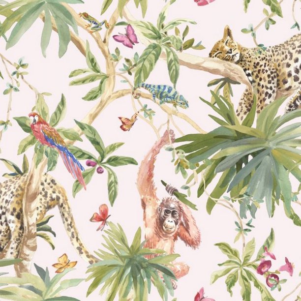 Graham & Brown - Papel Pintado de Pared Diseño Selva (Rosa Claro)