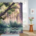 thumbnail image 2 of Bathroom Shower Curtain Natural Scenery Pink Flower Lake Waterproof Shower Curtains with Hooks, Boat Forest Oil Painting Bath Curtains Bathtub Curtain Home Decor 36x72in, 2 of 9