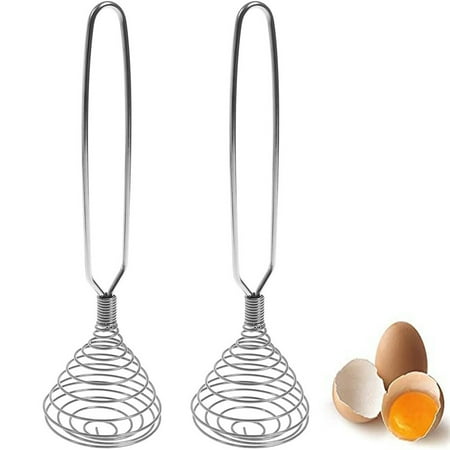 

2 Pcs Stainless Steel Spring Whisk Egg Whisk Hand Push Whisk Blender for Home Versatile Tool for Egg Beater Kitchen Utensil for Blending Whisking Beating & Stirring