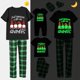 thumbnail image 1 of Pijama familiar a juego de Navidad, luminoso, brillante, colgante con My Gnomies, negro, corto, conjunto de pijamas, 1 of 3