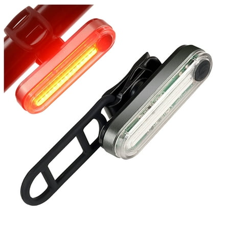 USB Bike Tail Light, Super Bright Easy to Install High Intensity Rear LED Light, Waterproof, Large Button Safety Flashlight for Cycling, Fits on any Bikes,