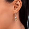 thumbnail image 3 of Gem Stone King 925 Sterling Silver and 10K Yellow Gold Brown Tiger Eye and White Moissanite Dangle Earrings for Women (4.46 Cttw, Emerald Cut Cut 9X7MM, Trillion 4MM), 3 of 3