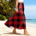 thumbnail image 4 of LWavelet Women Striped Print Maxi Skirt Elastic Waist With Pockets Casual Long Skirt Deep Red XL, 4 of 5