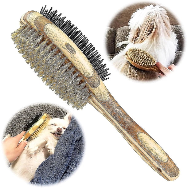 Cepillo para perros 2 en 1 y cepillo suave de cerdas para limpiar pelo suelto y suciedad, adecuado para perros o gatos de pelo largo y corto