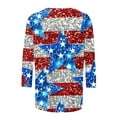 thumbnail image 5 of Feancey Plus Size American Flag Tops for Women 3/4 Sleeve Casual 4th of July T Shirts Novelty Sequin Printed Patriotic Shirt Dressy Blouse Multicolor XXL, 5 of 5