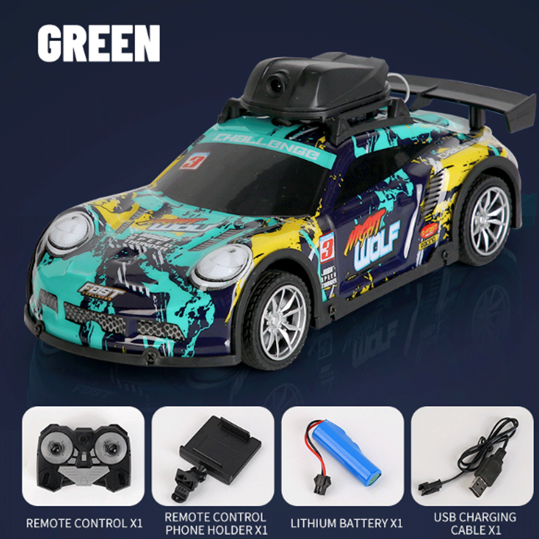 Mini RC Drift Car with LED Lights & Phone App Control, Real-Time Photo & Video via Built-In Camera, 4-Channel Remote Control RC Racing Toy for Adults