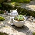 thumbnail image 4 of Japceit Cute Cat Hugging Bowl Planter With Drainage Hole,Compact Cute Cat Flower Pot,Desktop Decorative Planters,For Living Room Bedroom Office, 4 of 6