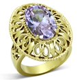 thumbnail image 1 of Alamode TK1110-6 Bague en Acier Inoxydable Or IP pour Femmes avec Améthyste Claire de Qualité AAA CZ - Taille 6, 1 of 1