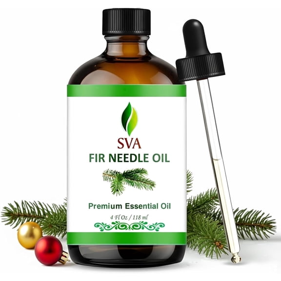 SVA Fir Needle Essential Oil – 4 Fl Oz – 100% Natural Fir Needle Oil - for Diffuser, Hair Care, Face, Skin Care, Aromatherapy, Scalp and Body Massage, Soap and Candle Making – with Dropper