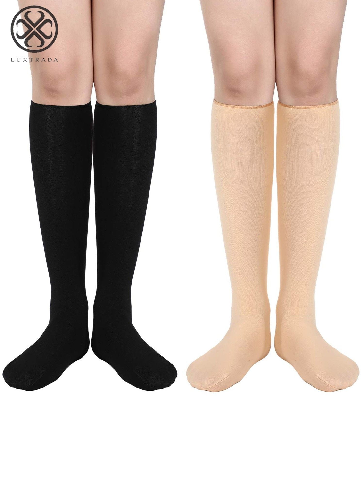 hetzelfde Dank je compromis Luxtrada 2 Pairs Women Fleece Lined Knee High Socks Winter Warm Crew Boots  Trouser Socks (Black+Apricot) - Walmart.com