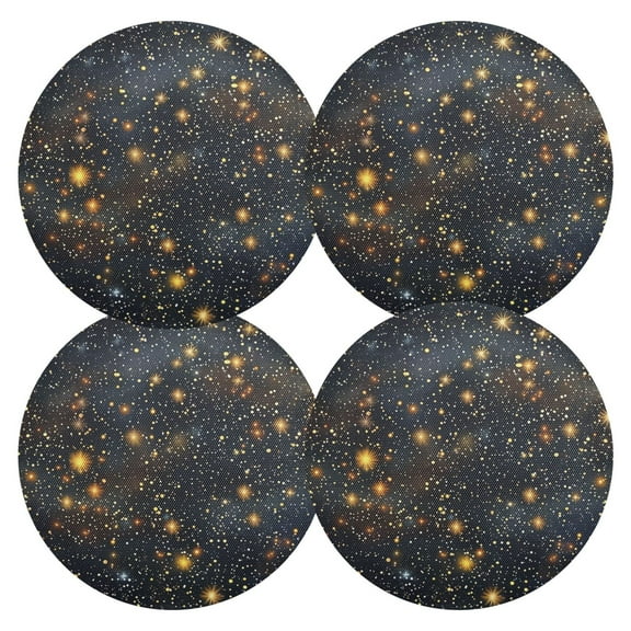 Ryvnso Glitter Shiny Galaxy Round Plate Mats Dining Table Placemat Set of 4 for Holiday Decoration