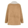 thumbnail image 4 of VSSSJ Winter Coat for Women Warm Single Breasted Faux Suede Coats Mid-Thigh Fleece Lined Notched Lapel Collar Pockets Plush Thicken Jackets Outerwear Khaki M, 4 of 7