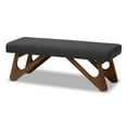 thumbnail image 2 of Baxton Studio Rika Mid-Century Modern Dark Gray Fabric Upholstered Walnut Brown Finished Boomerang Bench, 2 of 8