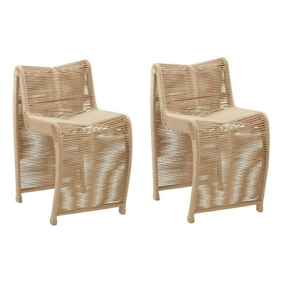 Pemberly Row Rope and Metal Counter Stool in Tan Finish Set of 2