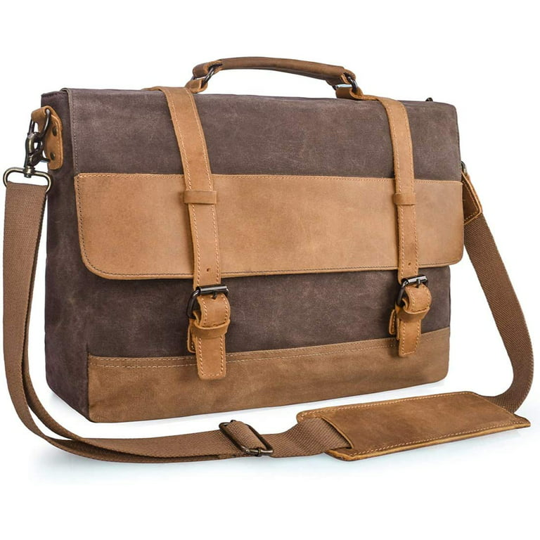 Messenger Bag, Genuine Leather Laptop Office Bag, Shoulder Bag Cowhide  Satchel School Bag, Multiple Compartments, High Quality 