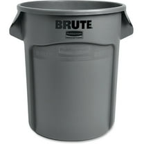 Rubbermaid Commercial Brute Round 20-Gallon Container - 20 gal Capacity - Round - 22.9" Height x 19.4" Diameter - Plastic - Gray - 1 Each | Bundle of 5 Each, Trash Cans, Kitchen, Living Room