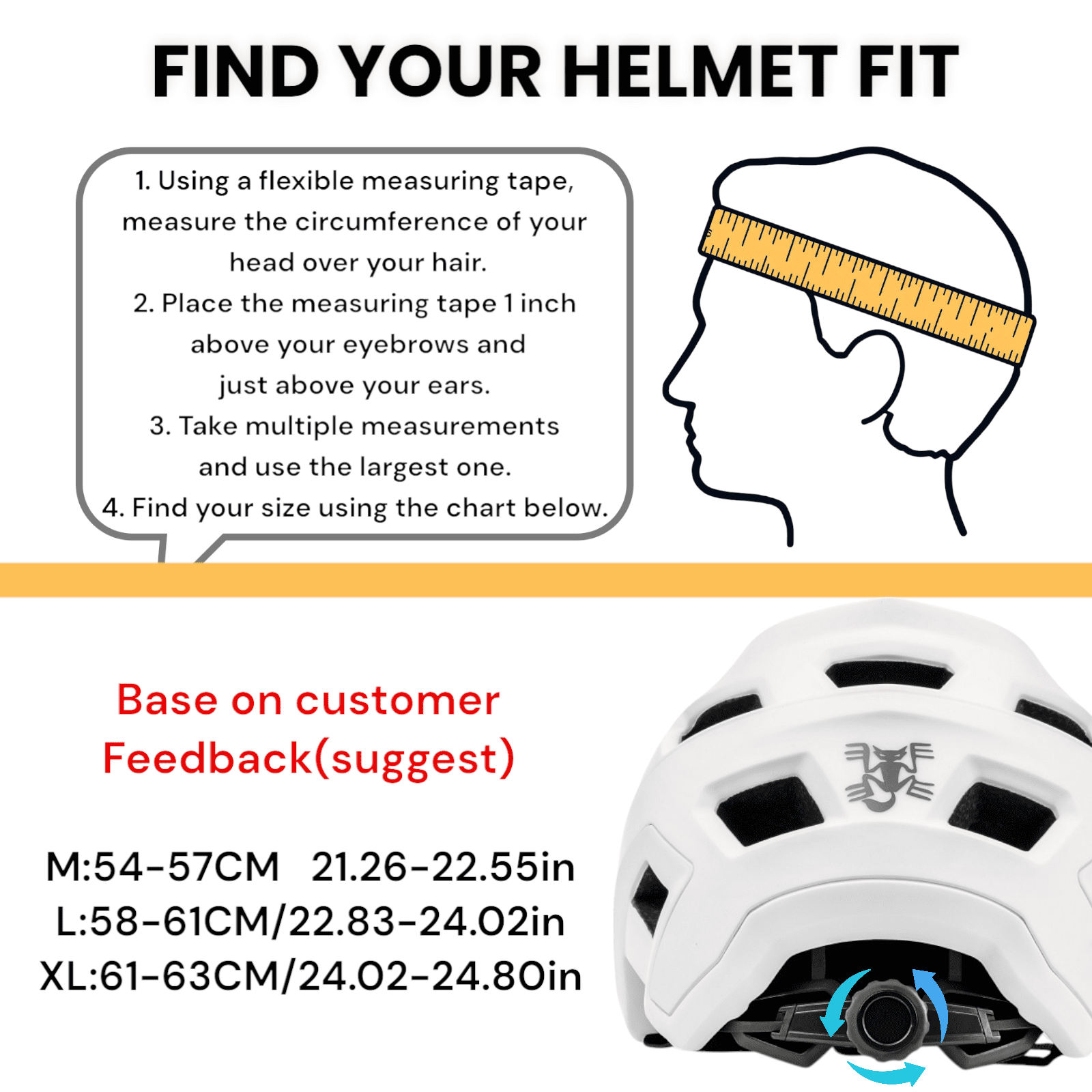 BATFOX MTB Helmet Bike Helmets for Men & Women | Enhanced Impact Protection, Comfortable & Adjustable Fit(White,M)