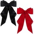 thumbnail image 1 of pinzas para el pelo con lazo grande, color rojo y negro, satén de seda largo, pinzas para el pelo francesas sólidas, accesorios simples para mujeres y niñas, 1 of 4
