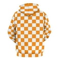 thumbnail image 3 of Orange Checkered Pattern Men's Women Vintage 3D Hooded Sweatshirt - All-Season Loose Fit Streetwear, 3 of 6