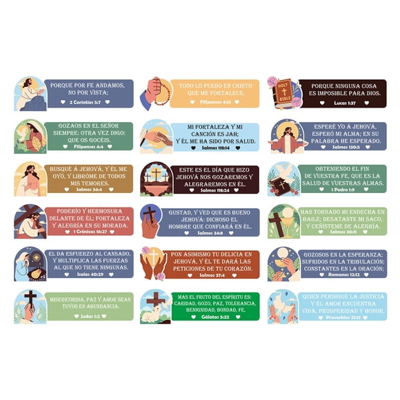 Pegatinas de Versículos Bíblicos Cristianos en Español Magictodoor 180pcs