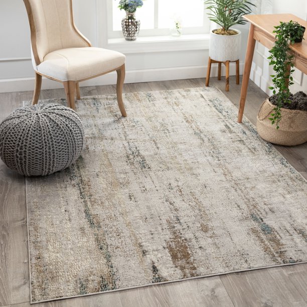 Well Woven Lada Beige & Blue Vintage Distressed Area Rug