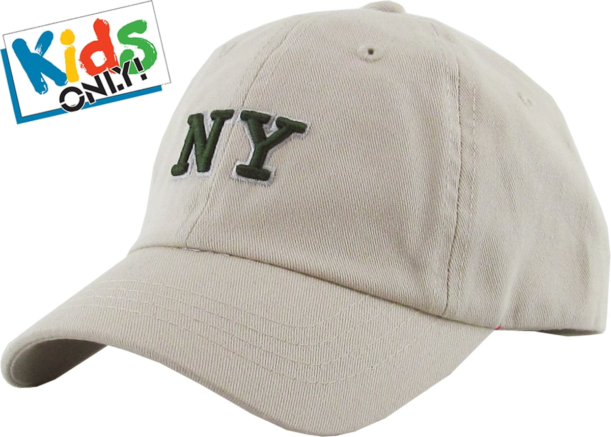 Kids Size NY Washed Cotton Baseball Cap Adjustable Dad Hat Youth Junior