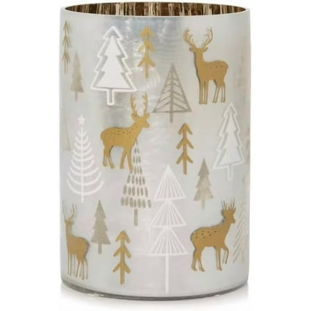 Yankee Candle Holiday Winter Gold Large Flickering Jar Candle Holder With Reflective Interior