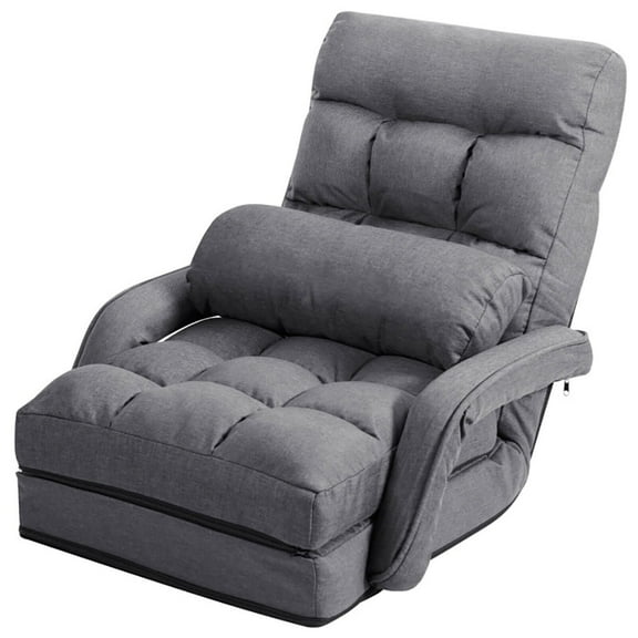 Resenkos Floor Chair, Sofa Chair, Floor Seat,Folding Lazy Floor Chair Sofa with Armrests and Pillow-Gray