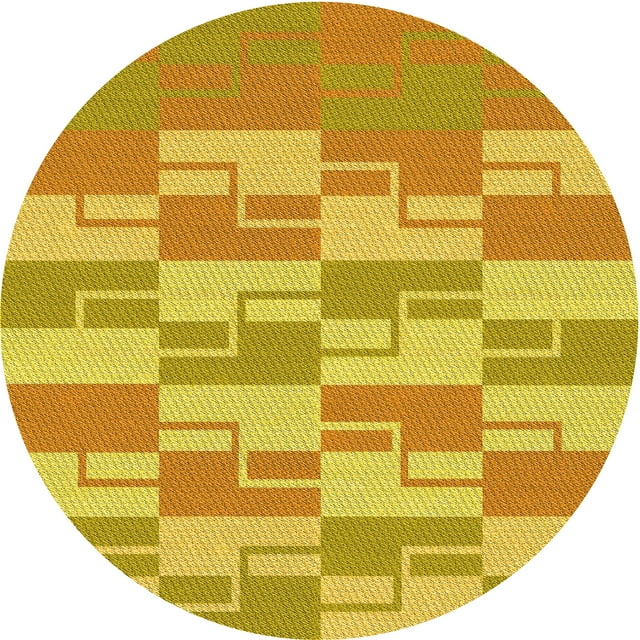 Ahgly Company Tapis Rond Lavable en Machine Intérieur Transitionnel Or Jaune Vif, 5 Pieds Rond