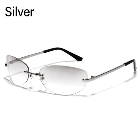 UV400 Eyewear Rimless Goggles Wrap Around 2000'S Punk Sunglasses Y2K Sunglasses Sun Glasses SILVER