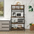 thumbnail image 3 of Zimtown 5 Tiers Bakers Rack Industrial Kitchen Island Microwave Oven Cart Coffee Bar Stand with Storage Shelves & 10 S-Hooks, Rustic Brown Finish, 3 of 11