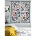 thumbnail image 2 of Teal Blue Red Ethnic Sheer Curtains 72 Inch Length 2 Panels Set, Boho Modern Geometric Abstract Art Voile Window Treatment Rod Pocket Curtains Sheers Drapes for Bedroom/Living Room/Kitchen 52"x72"x2, 2 of 7