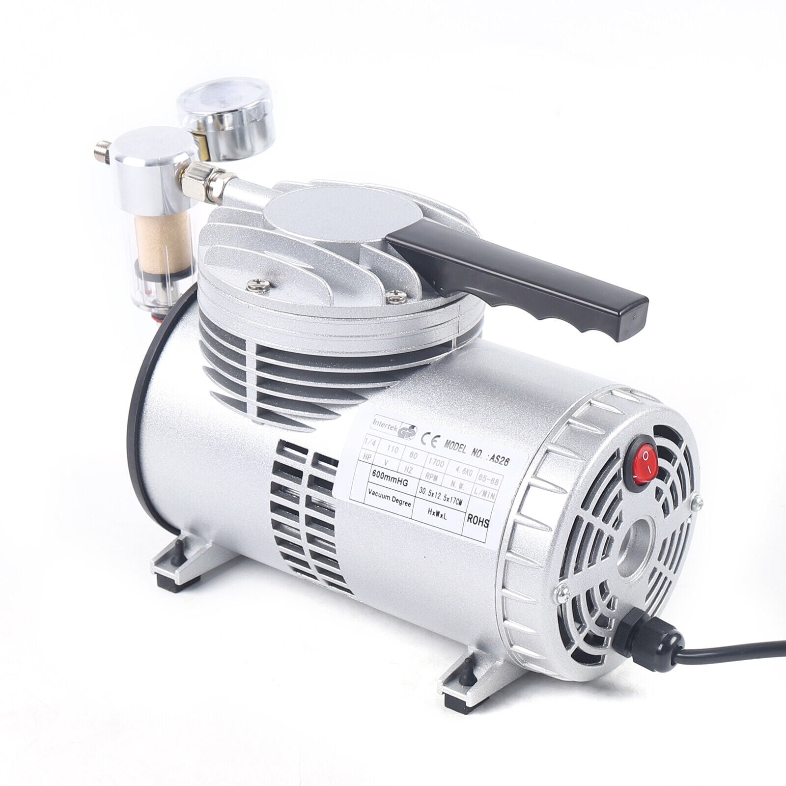 Oilless Diaphragm Vacuum Pump Industrial Small Oil Free Vacuum Suction Pump Silver for Food Packaging