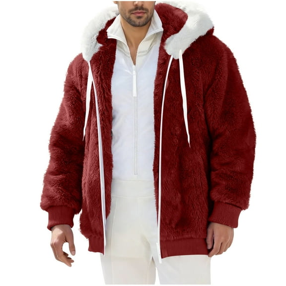 Kovlvoll Zip up Hoodies for Men Winter Fuzzy Fleece Lined Thick Warm Long Sleeve Hooded Loose Casual Outwear Jackets with Pockets