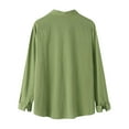 thumbnail image 3 of LIUJUNSHOP Autumn Winter Men Linen Solid Color Long Sleeve Shirt with Chest Pockets Comfortable Casual Business Wear Green L, 3 of 8