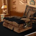 thumbnail image 5 of meiyoeat Jungle Deer Silhouette Zipper Full Size Comforter Sets with Fitted Sheet and 2 Pillowcases For Boys,Rustic Farmhouse Hunting Zipper Bedding Set For Kids,Black Reversible,4-Piece, 5 of 7