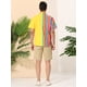 thumbnail image 5 of Lars Amadeus Camisa hawaiana de manga corta con botones y patchwork a rayas de verano para hombre amarillo arcoiris S, 5 of 6