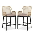 thumbnail image 4 of Ktaxon 2Pcs 24.5" Patio Rattan Bar Stools, Outdoor Wicker Counter Height Bar Chairs with Backrest & Aluminum Frame, Bistro Seating for Balcony Porch Pool (Standard, Beige), 4 of 5