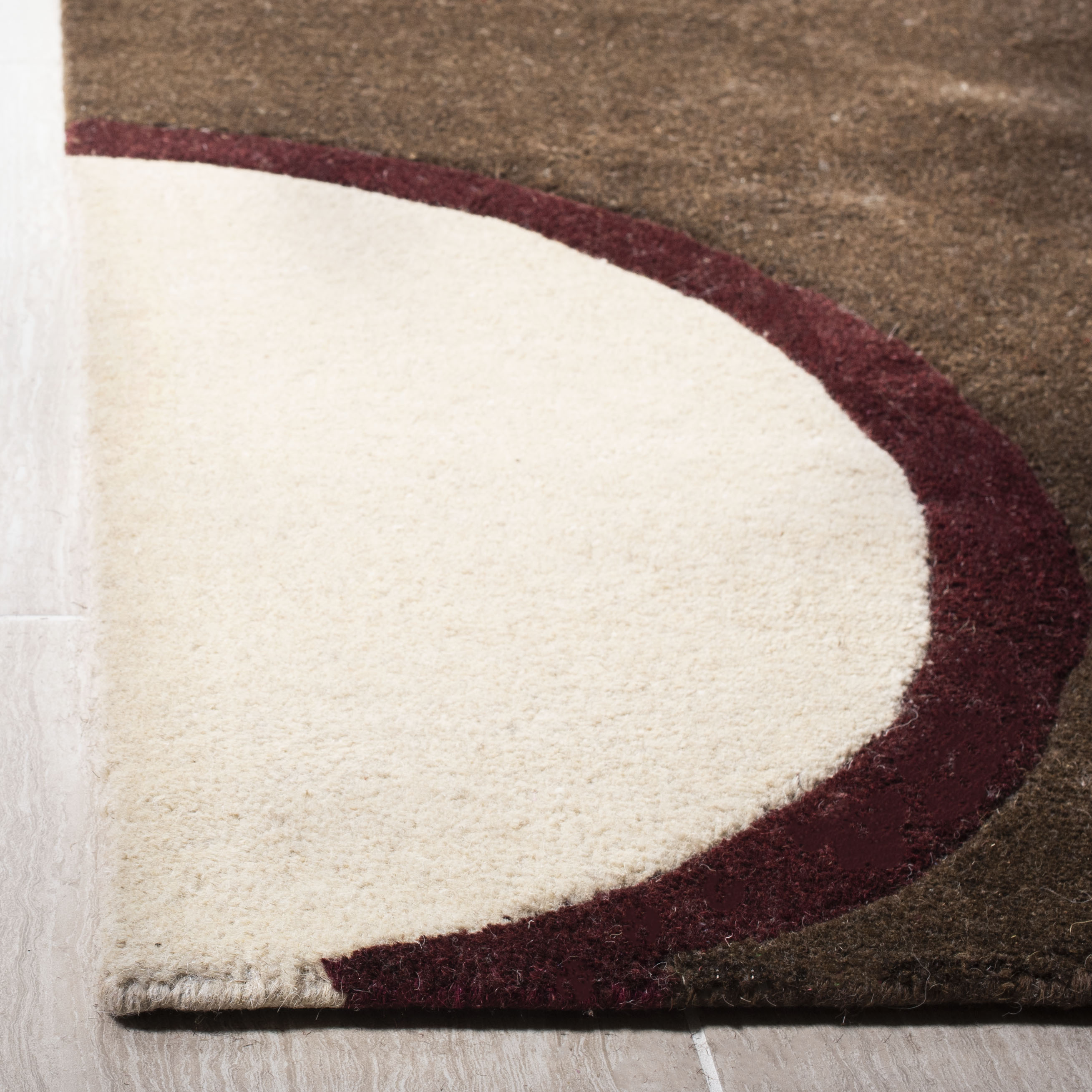 SAFAVIEH Soho Selma Geometric Wool Area Rug, Brown/Multi, 6' x 6' Square
