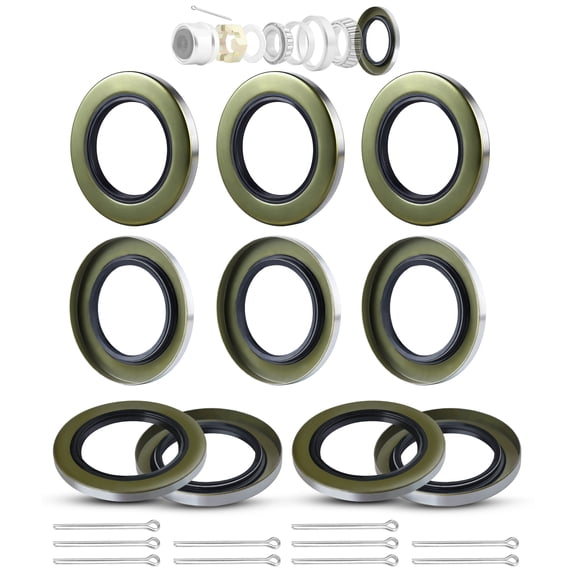 10Pack 2.125" IDx3.376" OD Double Lip Grease Seal with 10 Cotter Pins for 5200-7000lb Trailer Axles Wheel Hub Assemblies, Replace for 10-10 21333TB #42 Spindles Dexter DL-2125-03 Bearing Grease Seal