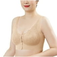 thumbnail image 6 of Bras! Ashirexll Front Close Bras for Women, Wireless Push Up Solid Color Soft Summer Thin No Steel Ring Breathable Gathering Bra Beige 3XL, 6 of 7