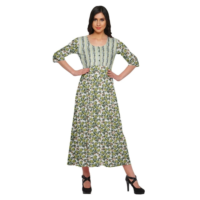 Moomaya Kurta Imprimé Tunique Longue Hauts Femmes Tenue d'Été Kurti pour Femmes