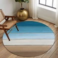 thumbnail image 2 of Round Rugs 5Ft, Blue Beige Brown Round Area Rug Washable Indoor Throw Carpet, Country Retro Gradient Wooden Grain Soft Non Slip Circle Rug for Cabinet Bathroom Home Decor Aesthetic, 2 of 8