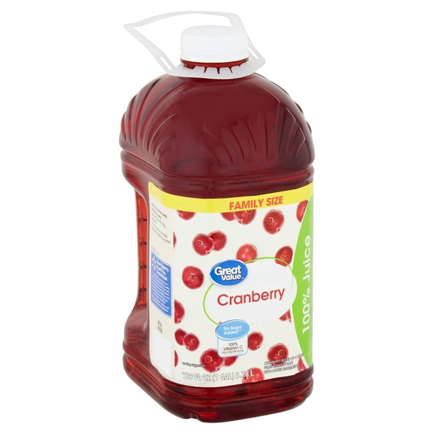 Great Value Cranberry 100 Juice Family Size, 128 fl oz