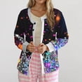 thumbnail image 1 of Puntoco Chaqueta Tipo Cárdigan Informal Con Botones Y Estampado Navideño Para Mujer, 1 of 5