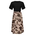 thumbnail image 3 of WILLBEST Vestidos De Mujer Vestido Floral Elegante Para Mujer Vestido Midi De Cuello Redondo De Manga Corta Vestido De Playa De Corte A Vestido Ligero Hasta La Rodilla Con Bolsillos, 3 of 3