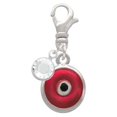 thumbnail image 2 of Delight Jewelry Silvertone Red Evil Eye Good Luck - Silvertone Clip on Charm with Clear Crystal Drop, 2 of 4